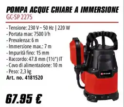 Einhell Pompa acque chiare a immersione GC-SP 2275 offerta