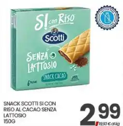 Eurospar Snack Scotti Si Con Riso Al Cacao Senza Lattosio offerta