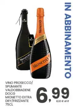 Despar Vino prosecco spumante valdobbiadene docg mionetto extra dry/frizzante offerta