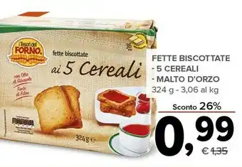 Todis I tesori del forno - fette biscottate ai 5 cereali 324 g(ml) offerta