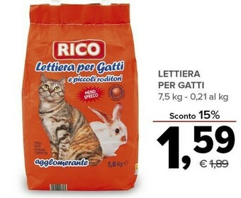 Todis Rico lettiera per gatti offerta