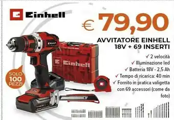 Todis Einhell avvitatore 18v+69 inserti offerta