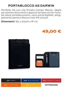Buffetti Portablocco A5 Darwin Campo Marzio offerta
