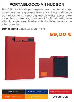 Buffetti Portablocco A4 Hudson offerta