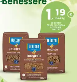 Extra Supermercati De Cecco pasta di semola integrale offerta