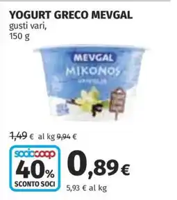 Coop YOGURT GRECO MEVGAL offerta