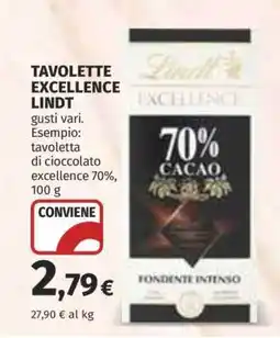 Coop Tavolette Excellence Lindt offerta