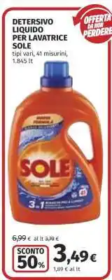 Coop Detersivo Liquido per Lavatrice Sole offerta