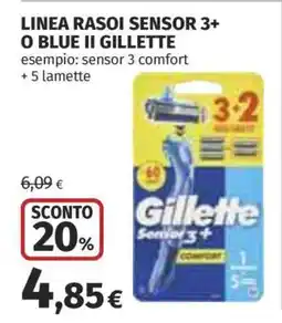Coop LINEA RASOI SENSOR 3+ O BLUE II GILLETTE offerta