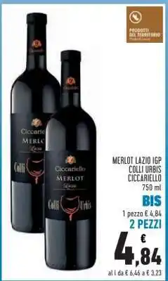 Conad MERLOT LAZIO IGP COLLI URBIS CICCARIELLO 750 ml offerta