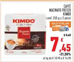 Conad Caffè Macinato Fresco Kimbo offerta