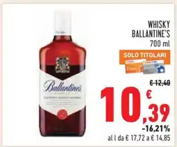 Conad WHISKY BALLANTINE'S 700 ml offerta