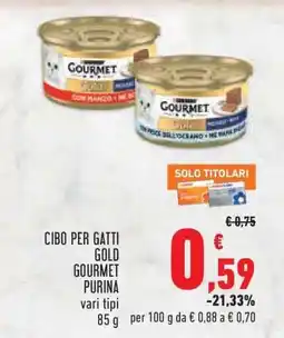 Conad Cibo per gatti Gold Gourmet Purina offerta