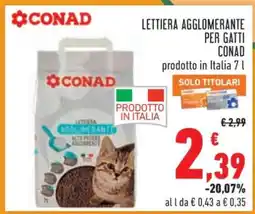 Conad Lettiera agglomerante per gatti CONAD offerta