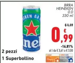 Conad Birra Heineken 0.0 offerta