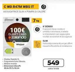 Sinergy Asciugatrice slim a pompa di calore Whirlpool offerta