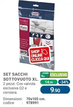Cfadda Set sacchi sottovuoto xl. domo living offerta