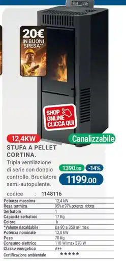 Cfadda Stufa a pellet Cortina offerta