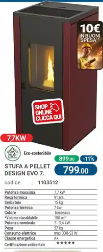 Cfadda Stufa a pellet Design Evo 7 offerta