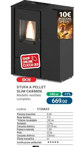 Cfadda Stufa a pellet slim carmen offerta