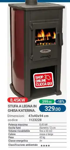 Cfadda Stufa a legna in ghisa Katerina offerta