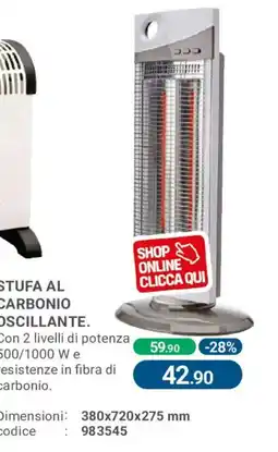 Cfadda Stufa al carbonio oscillante offerta
