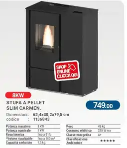 Cfadda Stufa a pellet slim carmen offerta