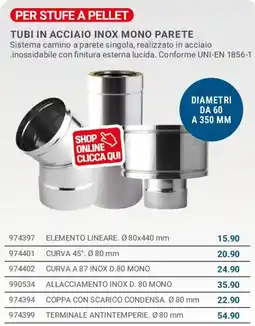 Cfadda Tubi in acciaio inox mono parete offerta