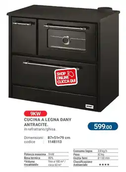 Cfadda Cucina a legna Dany antracite offerta