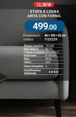 Cfadda Stufa a legna Anya con forno offerta