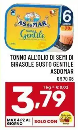 Il Centesimo Tonno all'olio di semi di girasole gusto gentile Asdomar offerta