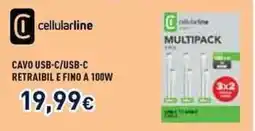 Unieuro Cavo USB-C/USB-C retrattile Cellularline offerta