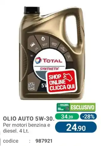 Total Synthetic Olio Auto 5W-30