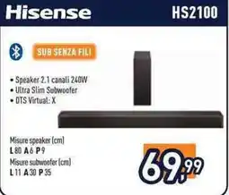 Unieuro Hisense speaker 2.1 canali offerta
