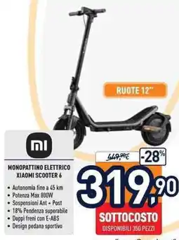 Unieuro Monopattino elettrico Xiaomi Scooter 6 offerta