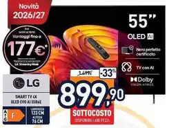 Unieuro LG SMART TV 4K OLED EVO AI 55B6E offerta