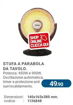 Cfadda Stufa a parabola da tavolo ZEPHIR offerta