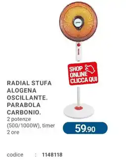 Cfadda Radial stufa alogena oscillante. parabola carbonio. offerta