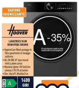 Unieuro Lavatrice slim Hoover offerta