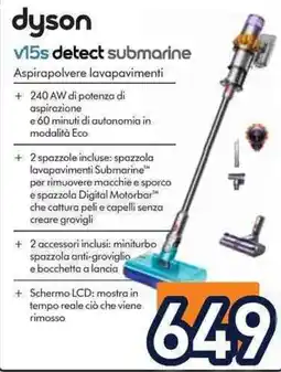 Unieuro Dyson v15s detect submarine aspirapolvere lavapavimenti offerta