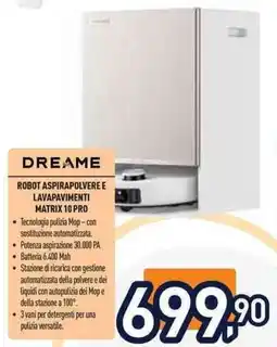 Unieuro Dreame robot aspirapolvere e lavapavimenti Matrix 10 Pro offerta