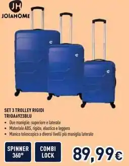 Unieuro Set 3 trolley rigidi Joiahome offerta