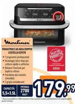 Unieuro Friggitrice ad aria doppio cestello Moulinex EZ9278 offerta