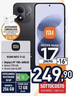 Unieuro Redmi Note 17 4G offerta