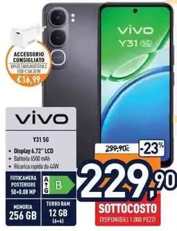Unieuro vivo Y31 5G offerta