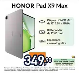 Unieuro HONOR Pad X9 Max offerta