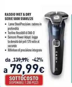 Unieuro Rasoio Wet & Dry Serie 5000 S5885/25 offerta