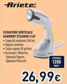 Unieuro Ariete stiratore verticale garment steamer 4167 offerta