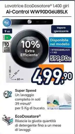 Unieuro Lavatrice EcoDosatore Ai-Control offerta