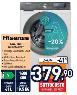 Unieuro Hisense lavatrice WF3S1043BW7 offerta